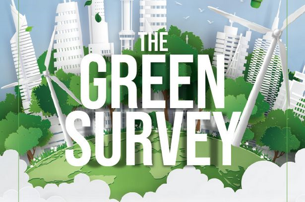 The Green Survey text in front of green city