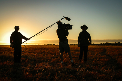 Film crew shooting a scene